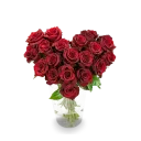 Kytice rudých růží ve tvaru srdce